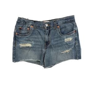 Levi’s 501 Distressed Denim Shorts Size‎ 14 Reg Girlfriend Short Cutoff